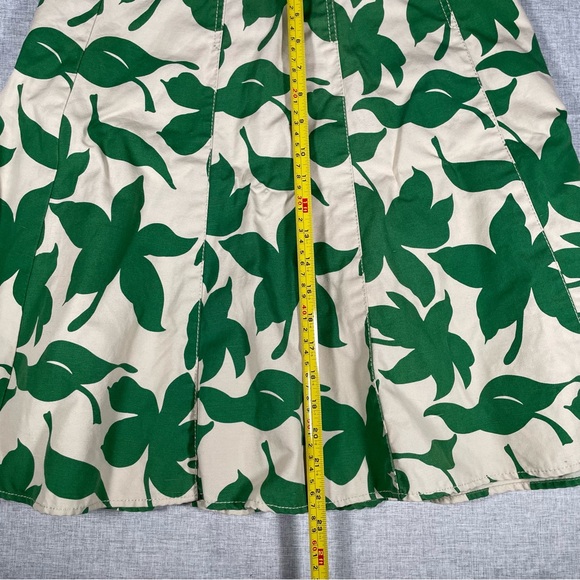 Banana Republic Linen Skirt Women Size 2 Vintage A-Line Lined Green Leaf Print - Picture 9 of 10